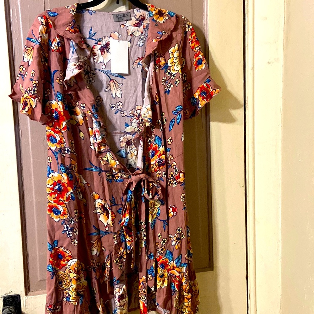 Flowered wrap around dress